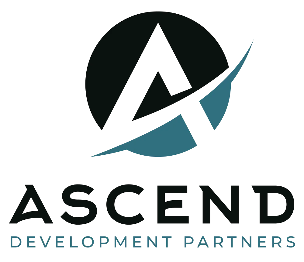 Ascend Development Partners logo: stylized A in dark circle with teal swoosh above stacked wordmark.