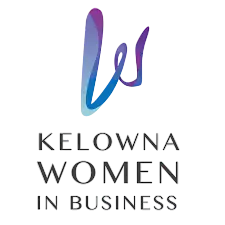 Kelowna Women in Business logo with colorful “kw” script above the organization name.